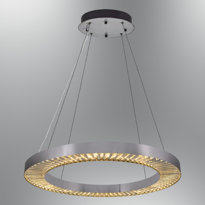 Pakabinama LED liustra ant laido JESI LED/85W/230V 3000K, skersmuo 80 cm, sidabrinė