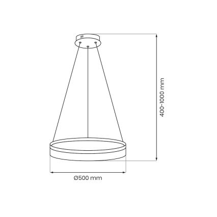 Pakabinama LED liustra GALA ant troselio LED/25W/230V, skersmuo 50 cm, sidabro spalvos