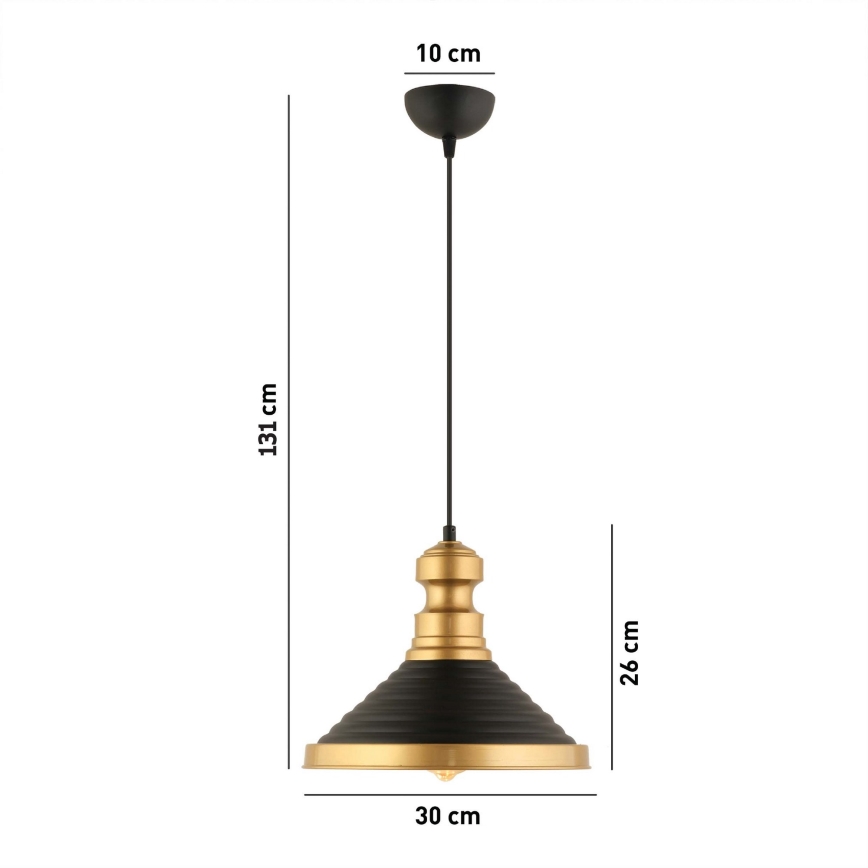 Pakabinama lempa MONZA 1xE27/40W/230V, 30 cm juoda/aukso