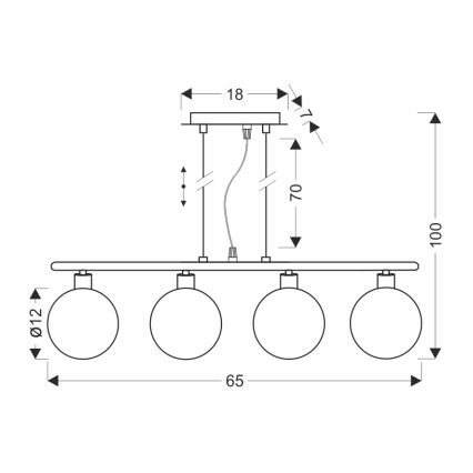 Pakabinama lempa SOMUL 4xG9/20W/230V dūminė juoda