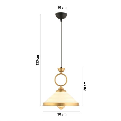 Pakabinama lemputė MONZA 1xE27/40W/230V Ø 30 cm kreminė/bronzinė