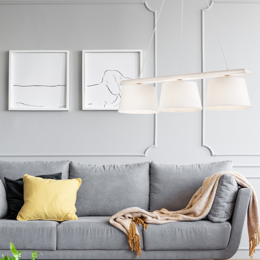 Pakabinama liustra AIDA su laidu, 3x E27/60 W/230 V, skersmuo 25 cm, ąžuolas/balta