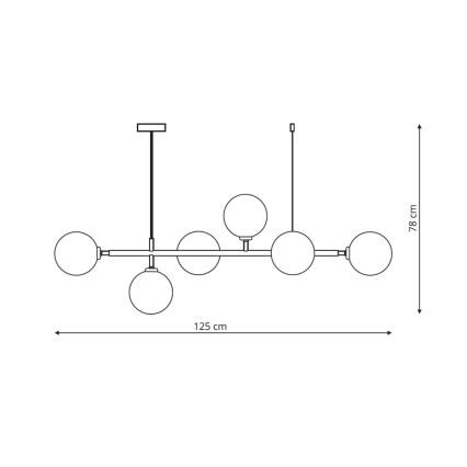 Pakabinama liustra ALISA ant laido 6xE14/40W/230V juoda