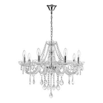 Pakabinama liustra ant grandinės CRISTALLO 8xE14/60W/230V blizgus chromas