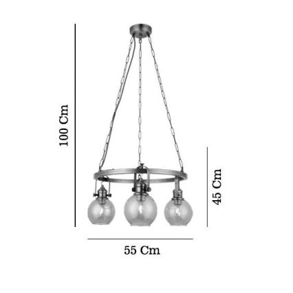 Pakabinama liustra ant grandinės POLINO 3xE27/40W/230V bronzinė