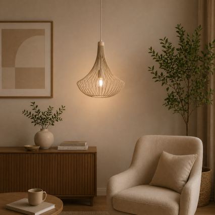 Pakabinama liustra ant laido BALERINA 1xE27/15W/230V smėlio spalvos