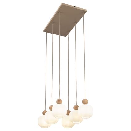 Pakabinama liustra ant laido BALLO 6xE14/10W/230V smėlio spalvos