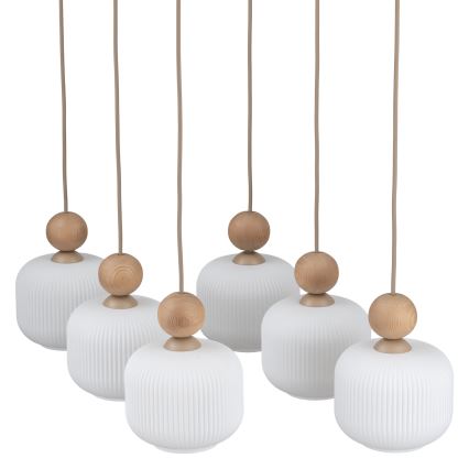 Pakabinama liustra ant laido BALLO 6xE14/10W/230V smėlio spalvos