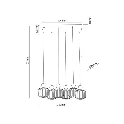 Pakabinama liustra ant laido BALLO 6xE14/10W/230V smėlio spalvos