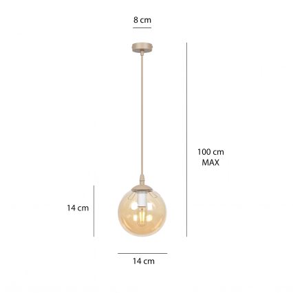 Pakabinama liustra ant laido COSMO 1xE14/10W/230V skersmuo 14 cm smėlinė/rūkinė smėlinė