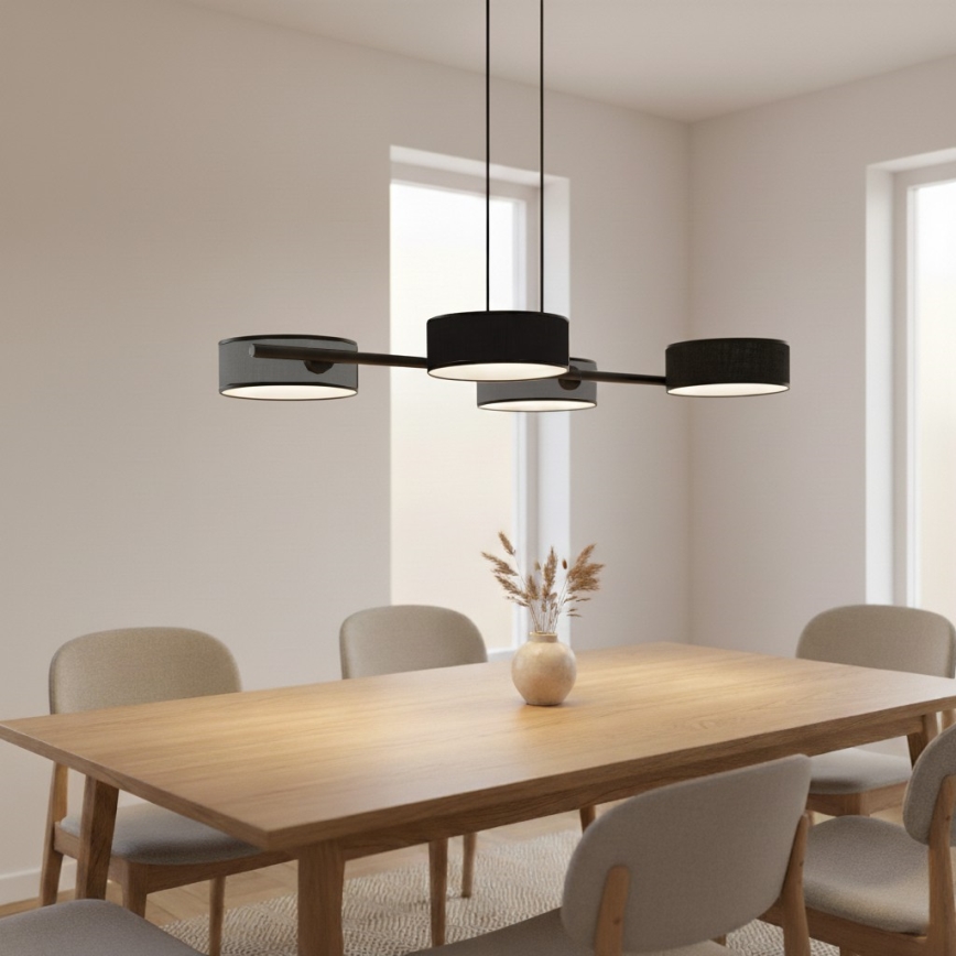 Pakabinama liustra ant laido DRUMZ 4xE14/10W/230V juoda/pilka