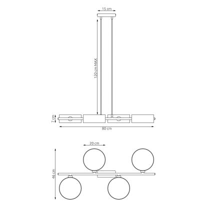 Pakabinama liustra ant laido DRUMZ 4xE14/10W/230V juoda/pilka