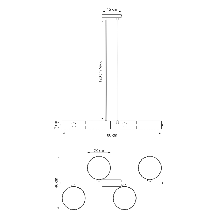 Pakabinama liustra ant laido DRUMZ 4xE14/10W/230V juoda/pilka