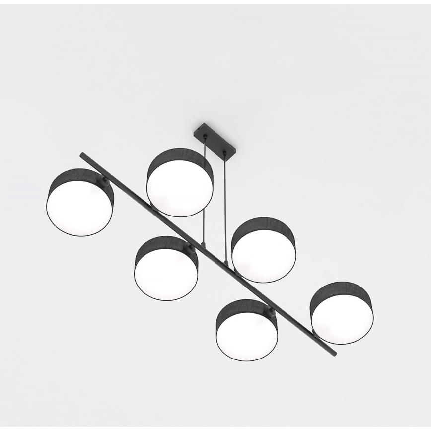 Pakabinama liustra ant laido DRUMZ 6xE14/10W/230V juoda