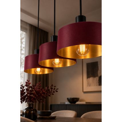 Pakabinama liustra ant laido HAKI 3xE27/60W/230V vyno spalvos/juoda