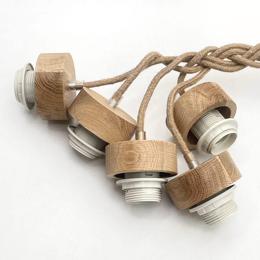 Pakabinama liustra ant laido LOOMIS 5xE27/15W/230V 83 cm smėlio/ąžuolo