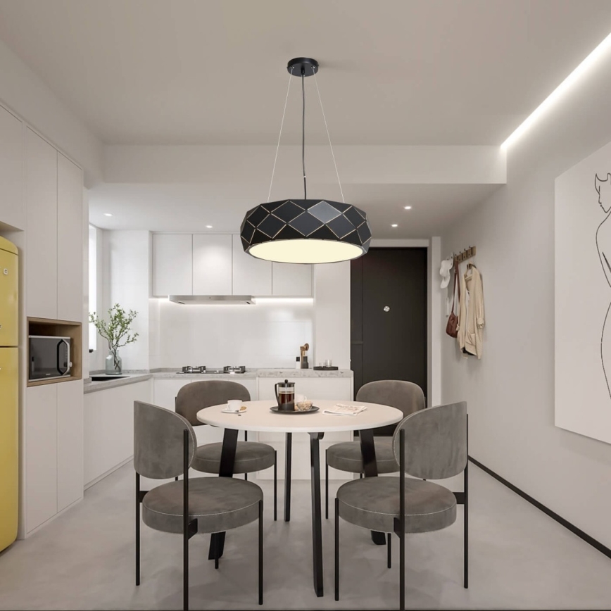 Pakabinama liustra ant laido REUS 3xE27/40W/230V, skersmuo 47 cm, juoda