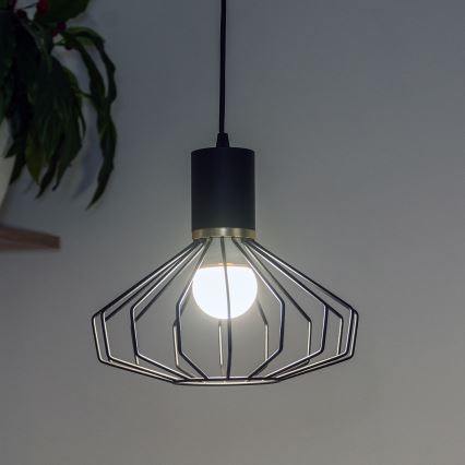 Pakabinama liustra ant laido SOLANO 1xE27/15W/230V juoda/auksinė