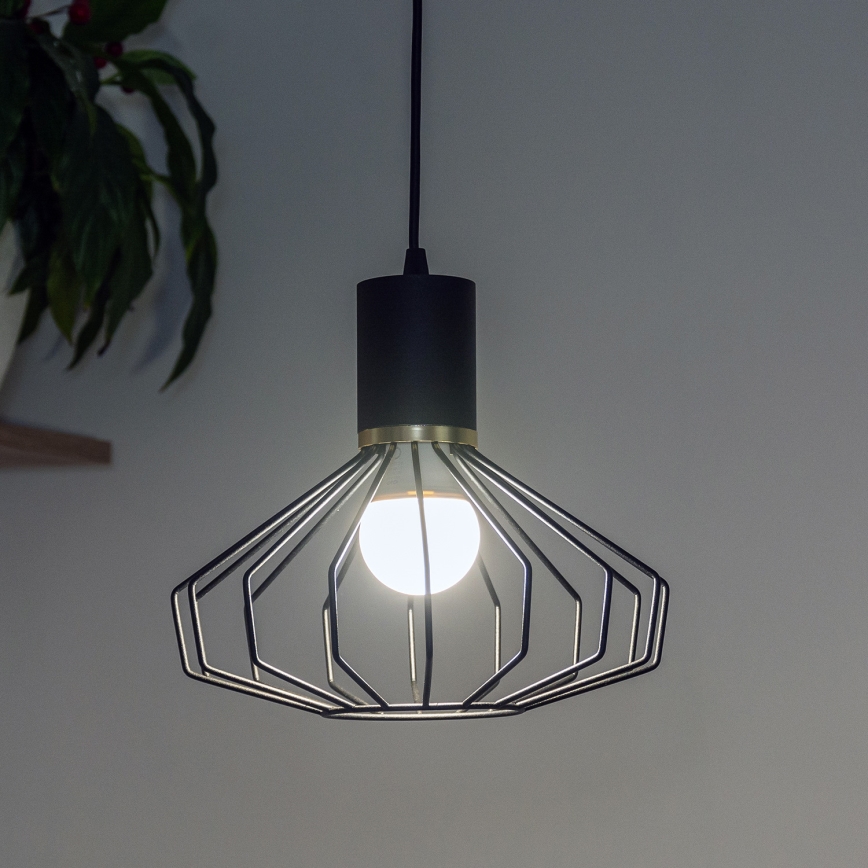 Pakabinama liustra ant laido SOLANO 1xE27/15W/230V juoda/auksinė
