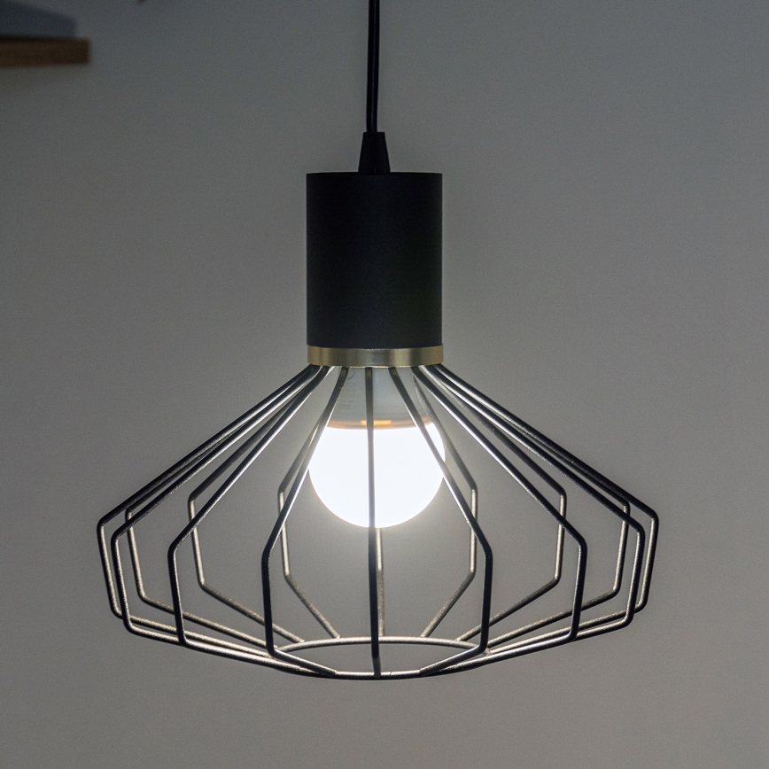 Pakabinama liustra ant laido SOLANO 1xE27/15W/230V juoda/auksinė