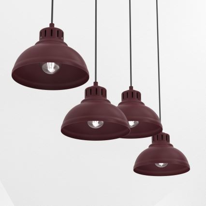 Pakabinama liustra ant laido SVEN 4xE27/15W/230V, bordo spalvos