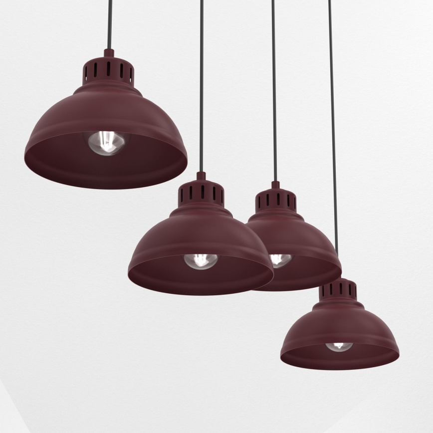 Pakabinama liustra ant laido SVEN 4xE27/15W/230V, bordo spalvos