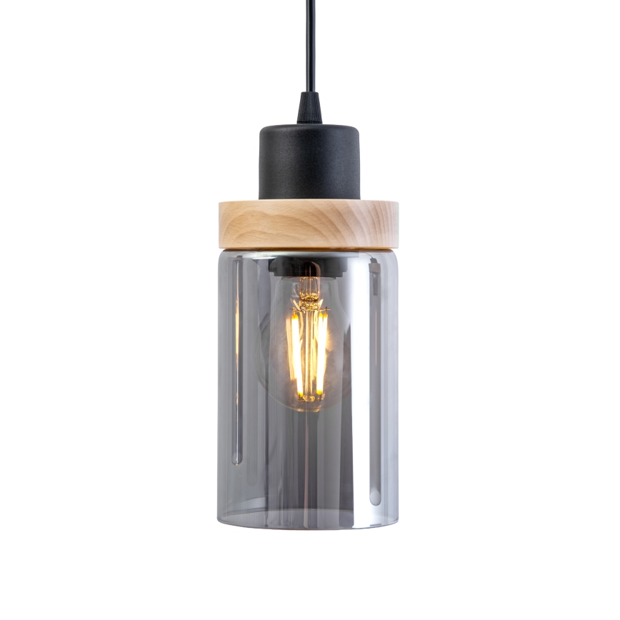 Pakabinama liustra ant laido WOODNEST 3xE27/15W/230V pušis/dūminė juoda