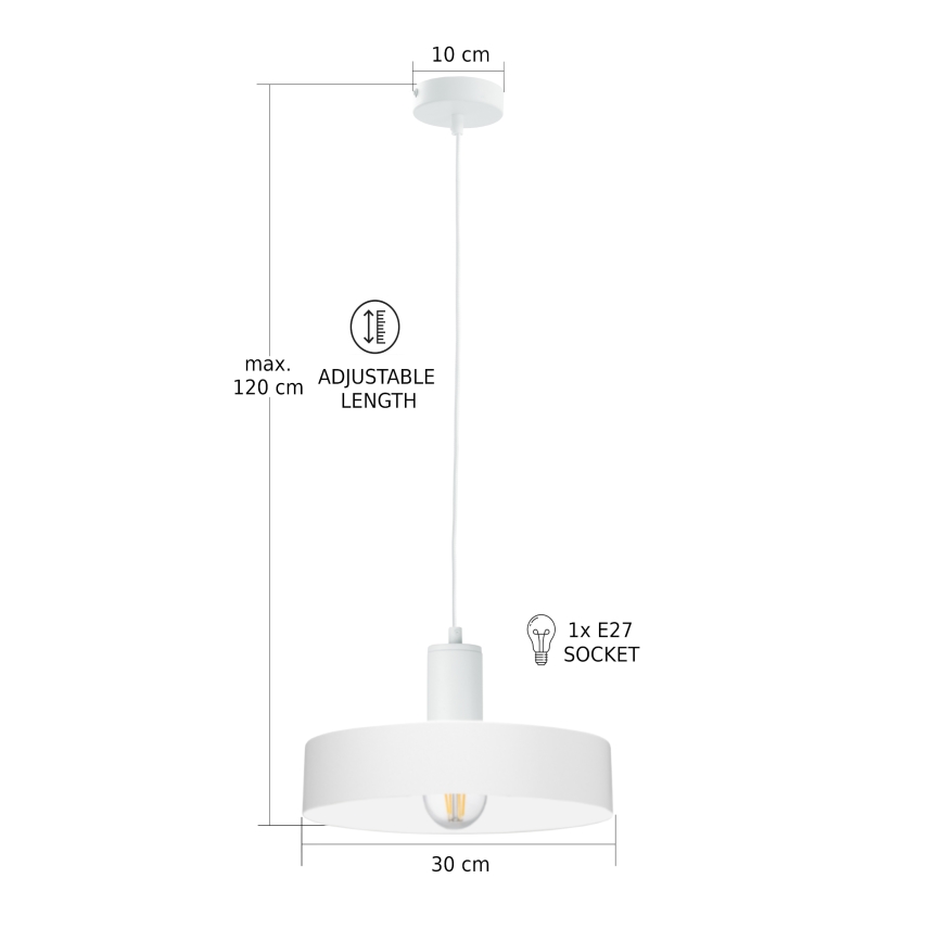 Pakabinama liustra ARCANE ant laido, 1xE27/60W/230V, balta