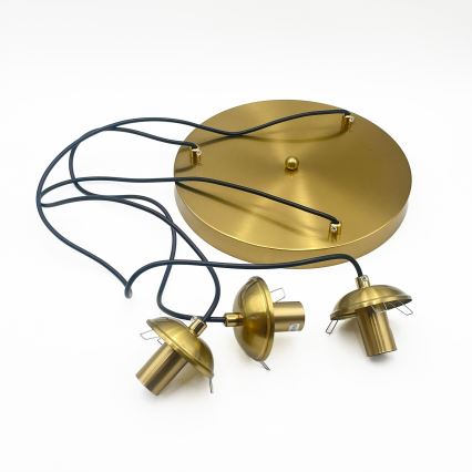 Pakabinama liustra CRISTAL su laidu 3xE14/15W/230V, žalvarinė / dūminė smėlio spalva