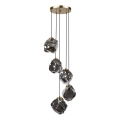 Pakabinama liustra CRISTAL su laidu 5xE14/15W/230V žalvario/dūminė juoda