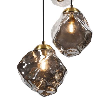 Pakabinama liustra CRISTAL su laidu 5xE14/15W/230V žalvario/dūminė juoda