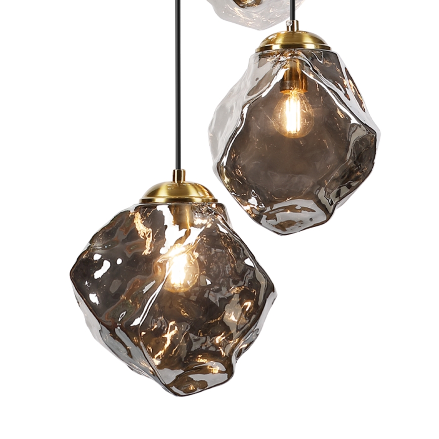 Pakabinama liustra CRISTAL su laidu 5xE14/15W/230V žalvario/dūminė juoda