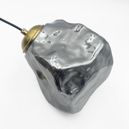 Pakabinama liustra CRISTAL su laidu 5xE14/15W/230V žalvario/dūminė juoda