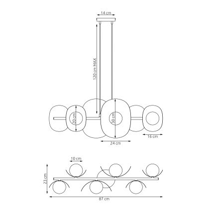 Pakabinama liustra ELEMENTI 6xG9/8W/230V pilka