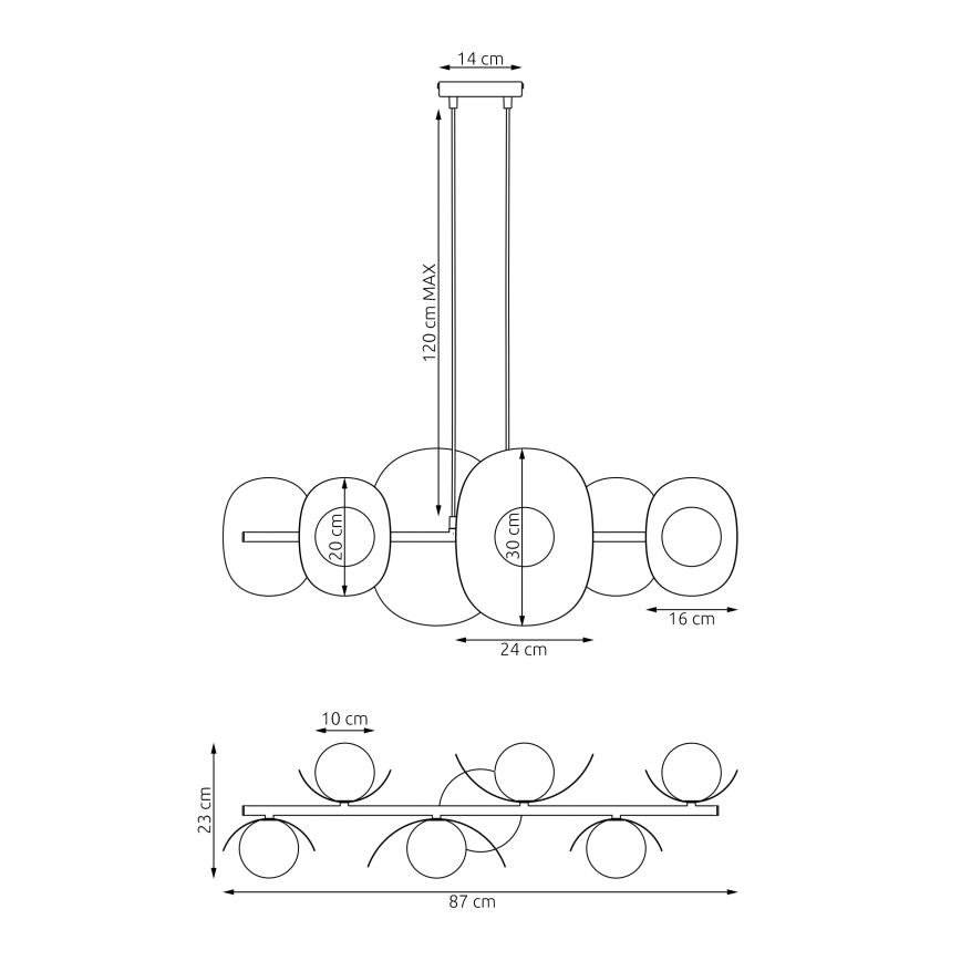 Pakabinama liustra ELEMENTI 6xG9/8W/230V pilka
