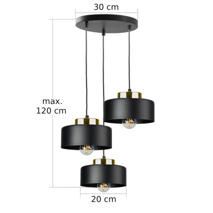Pakabinama liustra IGNIA 3xE27/60W/230V juoda
