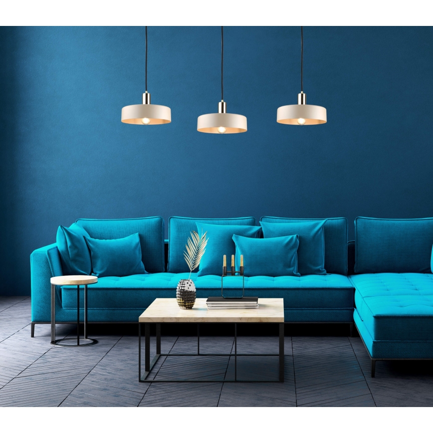 Pakabinama liustra LATTE ant laido 3xE27/60W/230V smėlio/juoda/auksinė