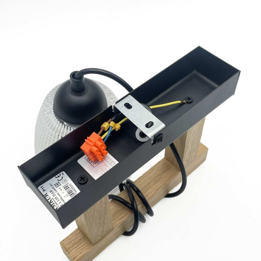 Pakabinama liustra LEANDRA 1xE27/15W/230V ąžuolas/juodas