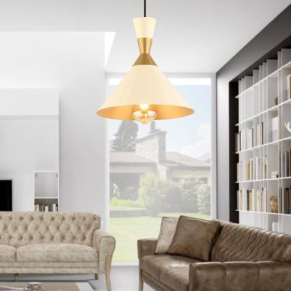 Pakabinama liustra MONZA 1xE27/40W/230V Ø 25 cm kreminė/auksinė