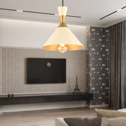 Pakabinama liustra MONZA 1xE27/40W/230V Ø 25 cm kreminė/auksinė