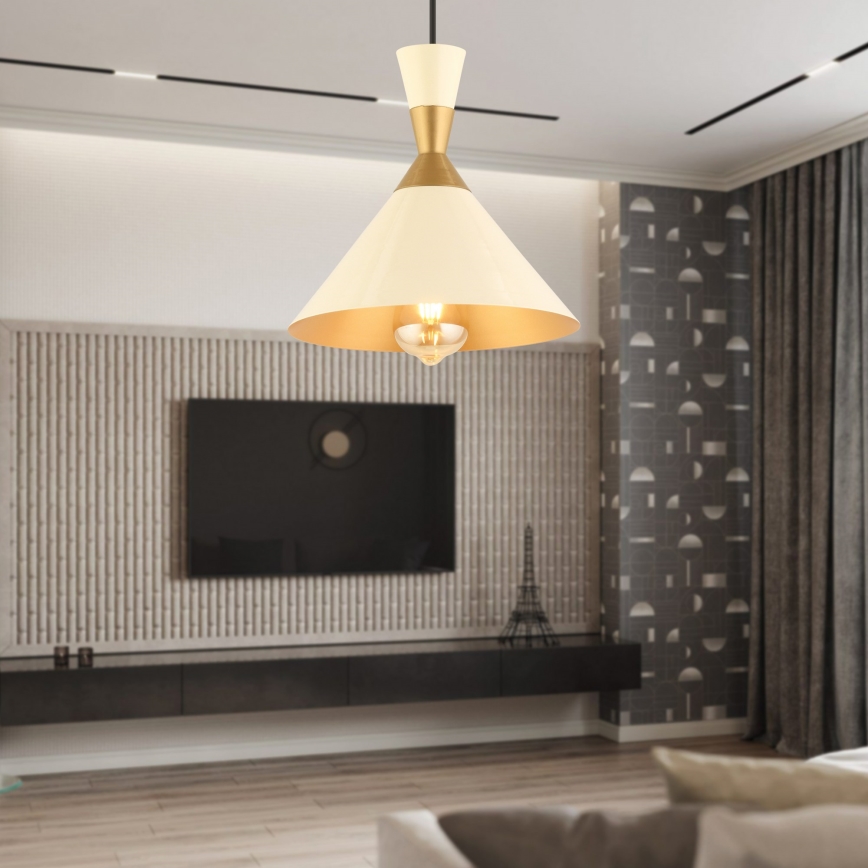 Pakabinama liustra MONZA 1xE27/40W/230V Ø 25 cm kreminė/auksinė