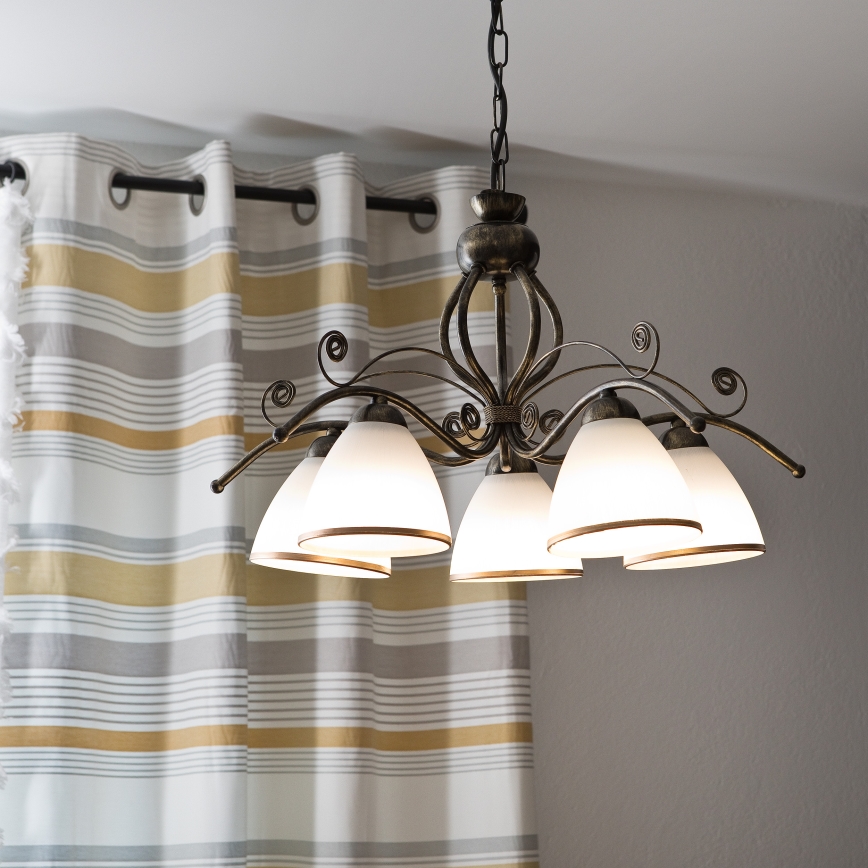 Pakabinama liustra RETRO II 5xE27/60W/230V juoda patina