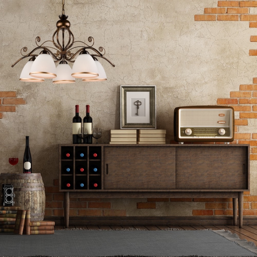 Pakabinama liustra RETRO II 5xE27/60W/230V juoda patina