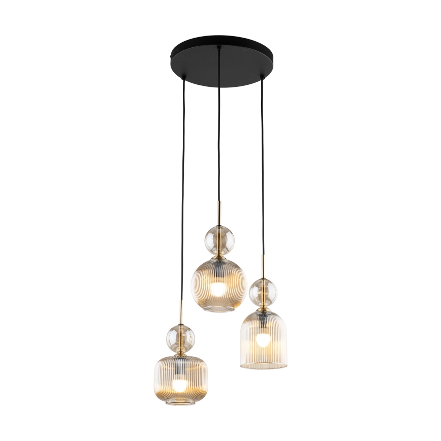 Pakabinama liustra SOPHIA 3xE14/10W/230V su laidu, juoda/dūminė smėlio spalva