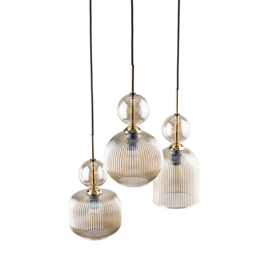 Pakabinama liustra SOPHIA 3xE14/10W/230V su laidu, juoda/dūminė smėlio spalva