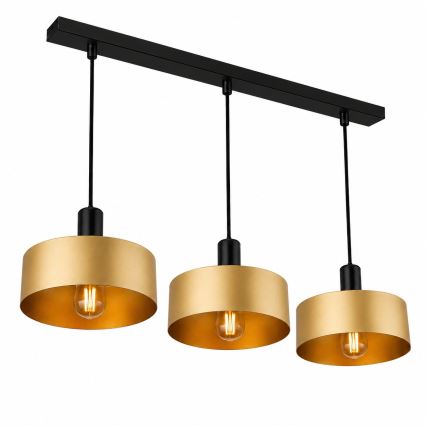 Pakabinama liustra su laidu HAKI 3xE27/60W/230V auksinė/juoda