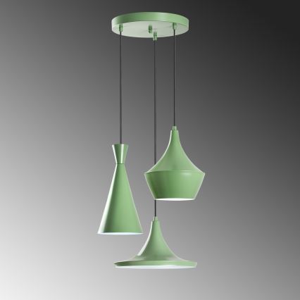Pakabinama liustra su laidu TOM 3xE27/40W/230V žalia