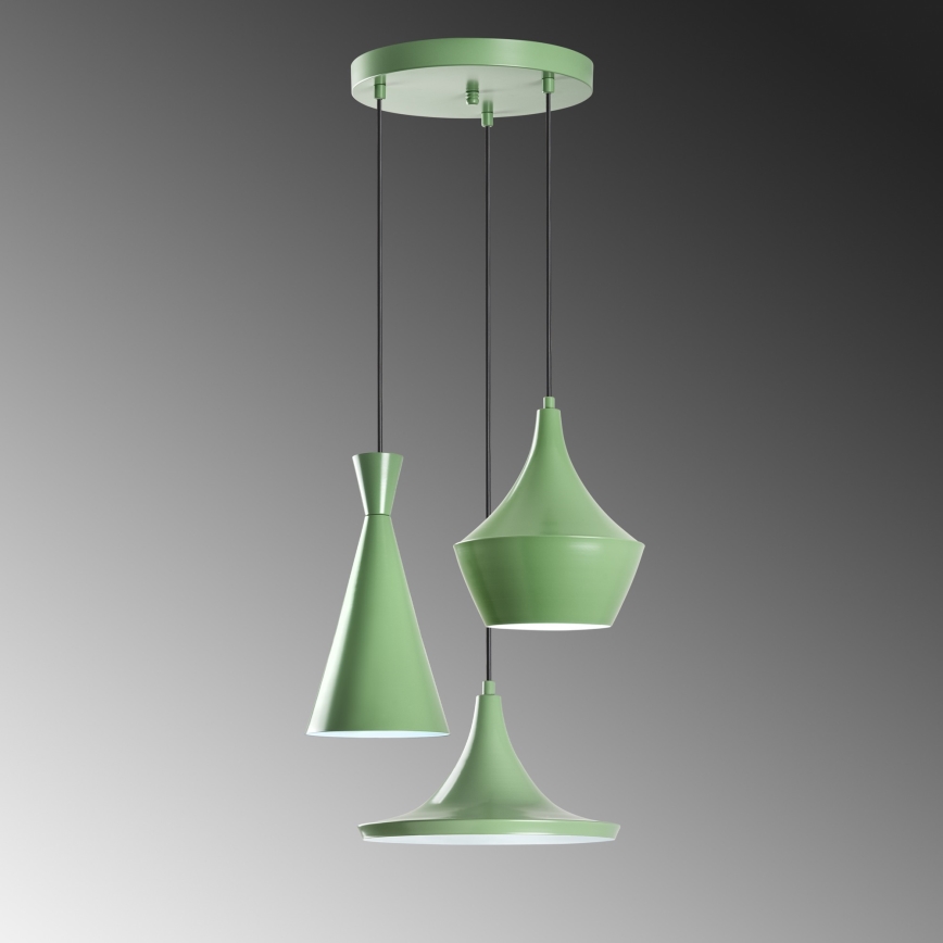 Pakabinama liustra su laidu TOM 3xE27/40W/230V žalia
