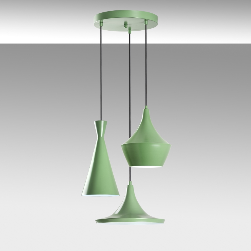 Pakabinama liustra su laidu TOM 3xE27/40W/230V žalia