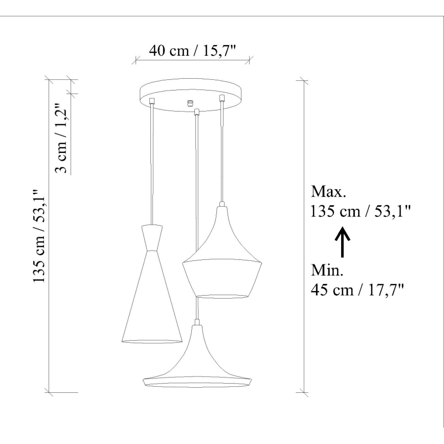 Pakabinama liustra su laidu TOM 3xE27/40W/230V žalia